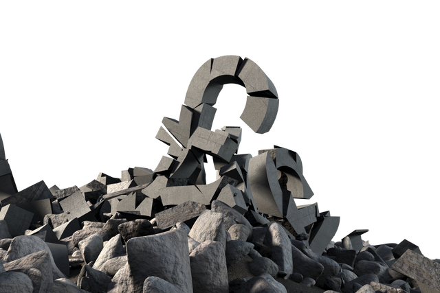 Transparent Cracked Pound Sterling Symbol Amongst Rubble - Download Free Stock Videos Pikwizard.com