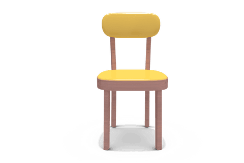 Simple Yellow Wooden Chair with Transparent Background