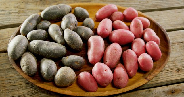 Variety of Potatoes on Wooden Plate - Download Free Stock Images Pikwizard.com