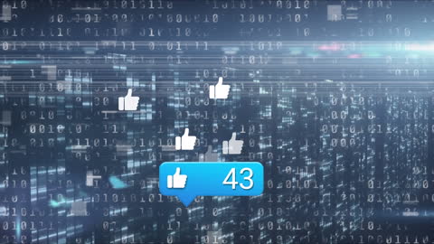 Digital Likes and Binary Code in Futuristic Concept