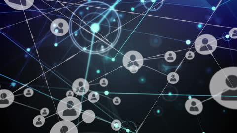 Futuristic Network Connections with Icons and Light Trails