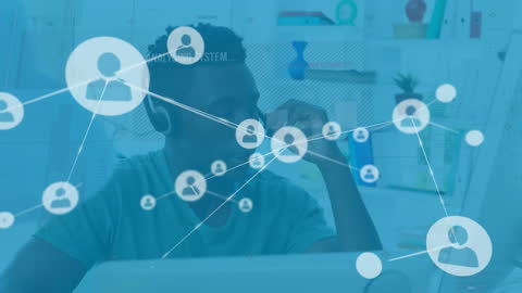 African American Man with Headset Networking Concept