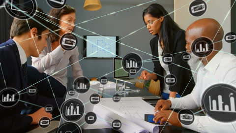 Diverse Business Team Analyzing Digital Network Strategy