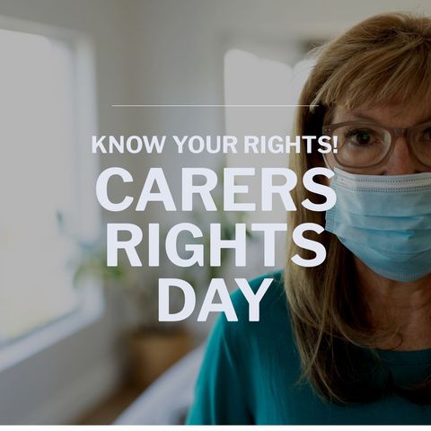carers rights day campaign with woman wearing face mask - Download Free Stock Templates Pikwizard.com