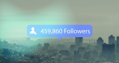 Social Media Concept Over Cityscape Depicting Connectivity