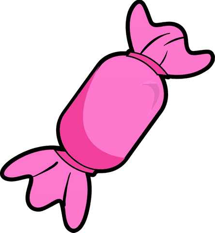 Pink wrapped candy on transparent background illustration