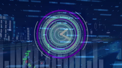 Futuristic Technology Interface with Digital Clock Overlay