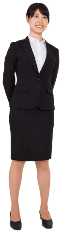 Transparent asian businesswoman smiling in formal suit