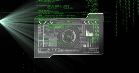 high-tech digital interface with green data code - Download Free Stock Images Pikwizard.com