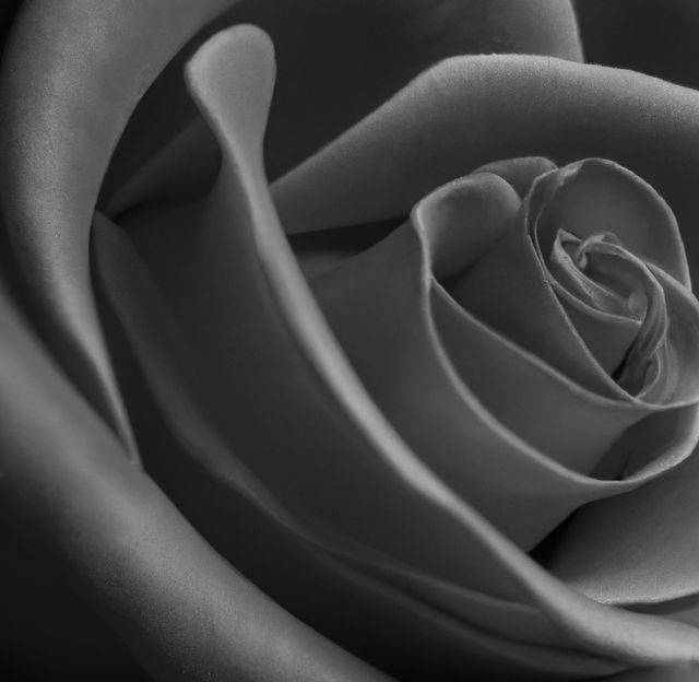 Close up of black and white rose on black background. Flowers, nature, harmony and colour concept.