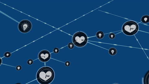 Digital Heartbeat Connections on a Blue Background