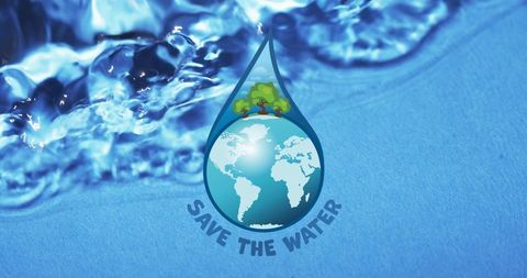 Save Water Campaign: Globe in Droplet on Blue Background - Download Free Stock Images Pikwizard.com