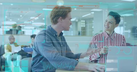 Diverse business team engaged in data analytics collaboration