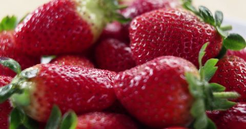 Close-up of Fresh Juicy Ripe Strawberries Piled Together - Download Free Stock Images Pikwizard.com