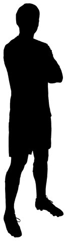 Football player silhouette on transparent background for sport design