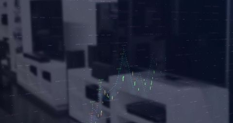 Financial Data Concept with Shop Interior Overlay