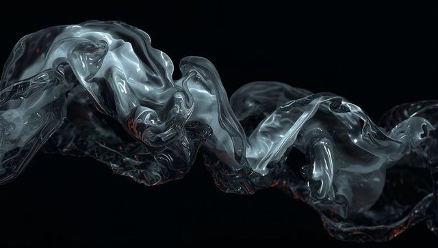 Flowing Metallic Fluid Ribbon in Abstract Digital Void