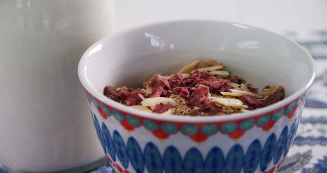 Healthy Breakfast Bowl with Granola and Almonds - Download Free Stock Images Pikwizard.com