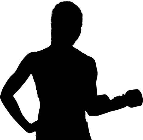 Transparent Silhouette Exercising Woman with Dumbbell on Clear Background