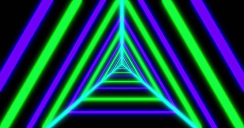 Neon Tunnel Formed by Green and Blue Lights