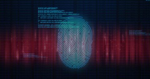 Holographic Fingerprint with Digital Coding Overlay - Download Free Stock Images Pikwizard.com