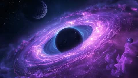 Mesmerizing Purple Nebula Enveloping Black Hole in Deep Space