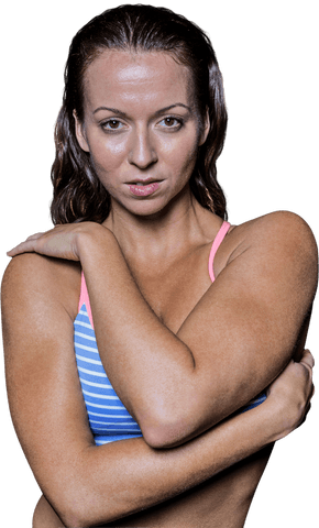 confident female bodybuilder hugging self transparent background - Download Free Stock Videos Pikwizard.com