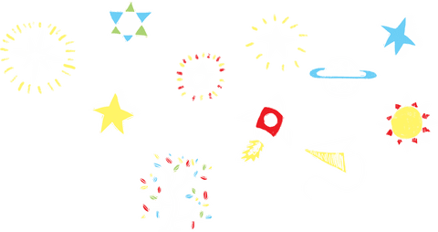 Colorful Transparent Space Doodles with Rocket and Stars - Download Free Stock Videos Pikwizard.com