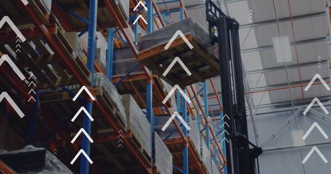 Warehouse logistics with data processing visualization