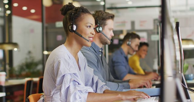 Diverse Customer Service Representatives Working in Call Center - Download Free Stock Images Pikwizard.com