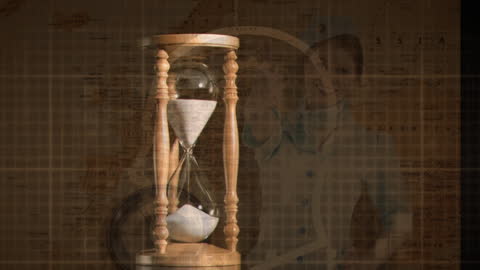 Hourglass and Compass Overlay on World Map Symbolizing Travel and Time