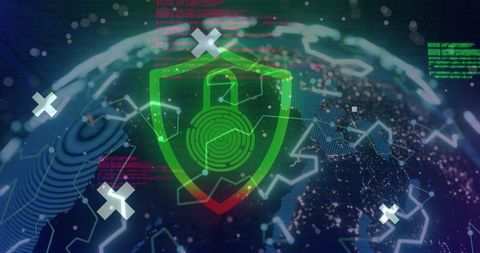 Digital Security Shield Protecting Global Network
