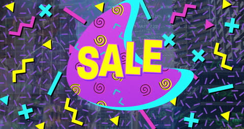 Colorful Retro Sale Banner with Abstract Shapes