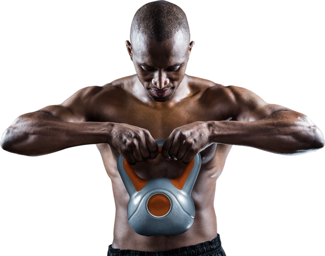 Transparent Muscular Man Working Out with Kettlebell Focusing on Fitness - Download Free Stock Videos Pikwizard.com