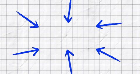 Blue Arrows Converging on Grid Paper - Download Free Stock Images Pikwizard.com