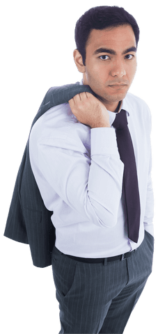 Confident Businessman with Jacket on Shoulder Transparent Background