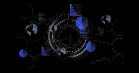 Data Processing Interface with Global Scan on Dark Background - Download Free Stock Images Pikwizard.com