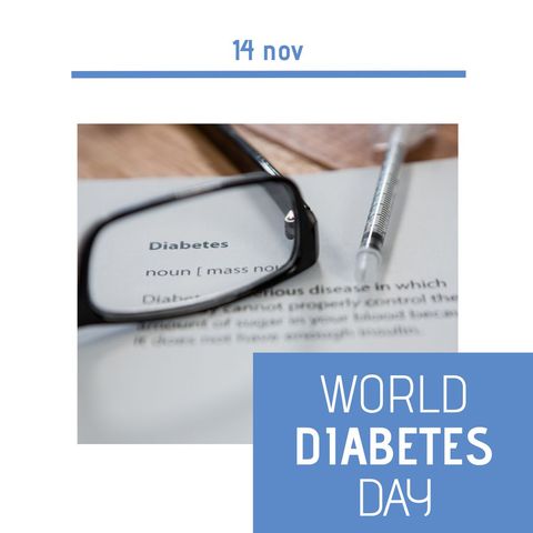 World Diabetes Day with Eye Glasses and Medical Supplies Concept