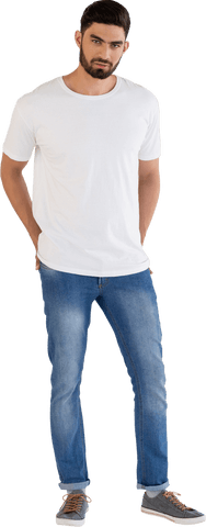 Casual Young Man Posing in White T-Shirt and Jeans on Transparent Background - Download Free Stock Videos Pikwizard.com