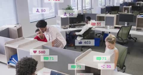 Team Reviewing Data with Social Media Metrics Increasing