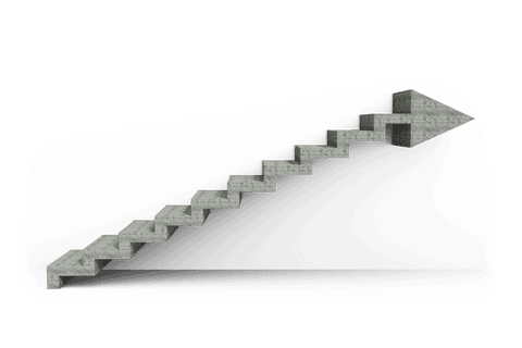 Transparent grey arrow illustration symbol with zigzag steps