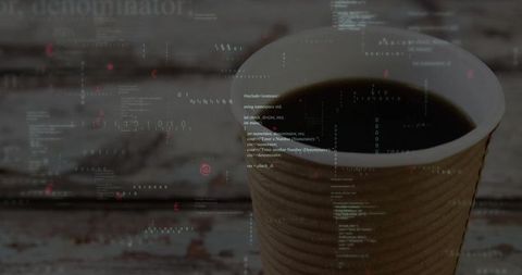 Coffee break in digital workspace, code and coffee concept
