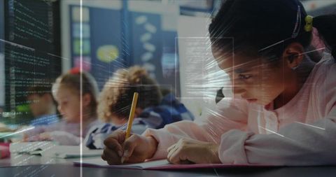 Focused Student Writing in Modern Classroom