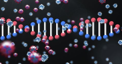 Spinning DNA Strand with Coronavirus Cells in Medical Science Imagery - Download Free Stock Images Pikwizard.com
