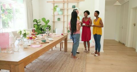 Women Gathering for a Celebration at Home