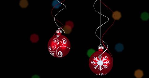 Festive Red Christmas Baubles Hanging on Black Background - Download Free Stock Images Pikwizard.com