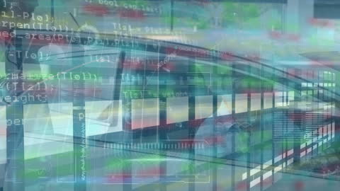 Data Processing Animation Over Man in Car Showroom