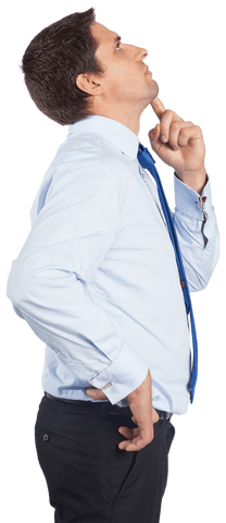 Transparent Thoughtful Businessman Touching Chin Wondering - Download Free Stock Videos Pikwizard.com