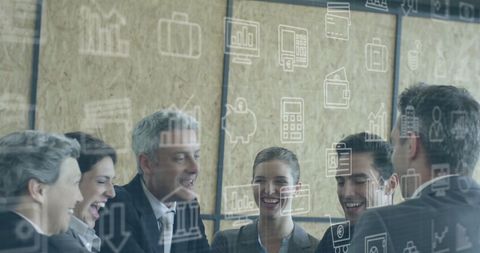 Diverse Business Team Analyzing Digital Data Overlay