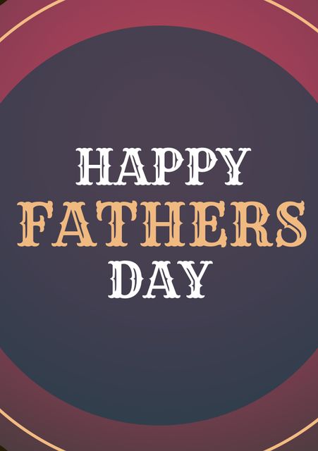 This visually appealing and stylish Father's Day greeting card template showcases 'Happy Father's Day' in bold typography against a circular, gradient background. Perfect for creating Father's Day cards, social media posts, celebratory invitations, or digital greetings. Ideal for capturing the festive spirit and expressing heartfelt sentiments.